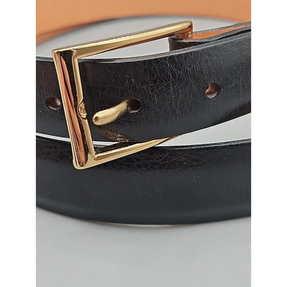 Men's Black Asian Buffalo Crescent Leather Belt Handcrafted In USA 46